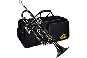 EASTROCK Trompeta Sib Estándar de Latón Instrumentos Musicales Boquilla 7C con Estuche para estudiantes principiantes (Negro)