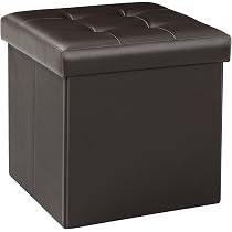 Pouf Rangement Bonlife - Gris Lin, Charge 150 Kg, Coffre à Jouets Et Repose-pieds