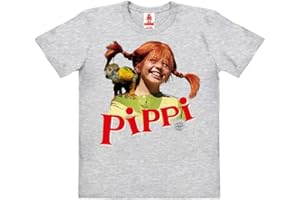Logoshirt®️ Pippi Calzaslargas I Señor Nilsson I Camiseta orgánica Print I Niña y Niño I Cuello Redondo I Manga Corta I Diseño Original con Licencia