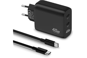 ‎CREAPICO CREAPICO Ładowarka Dual USB C 45W i Kabel Typu C, Zasilacz USB C, Szybka Ladowarka z PD/QC/PPS, Wtyczka Sieciowa Kompatybilna z Smartfonami (Samsung Galaxy S24/S23, Google Pixel, iPhone 15), Tabletami
