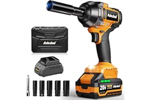 Adedad 1000N.m 1/2 Zoll Schlagschrauber 20V Bürstenloser Akku Schlagschrauber mit 4.0Ah Akku und Ladegerät, Stecknüsse, Verlangerung und Koffer Impact Wrench für Auto, Autoreifen Engineering & DIY