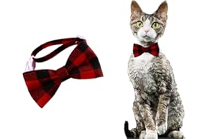 ROHOME Papillon natalizio per gatti cuccioli regolabile verde rosso plaid collare per animali domestici cane gatto vestito natalizio cani gatti matrimonio Ringraziamento costumi di Natale collo fiocco