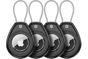 Aimtel 4-Pack Supporto Sicuro AirTag con Cavo Metallico,Protezione Stabile per Portachiavi Airtag,Anello Chiave Anti-perso Portachiavi, Installazione Facile