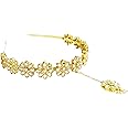 Ethnic Kundan Hairband With Attached Mang Tika/Hair Accessory Hair Jewellery for Womens/Ladies/Girls