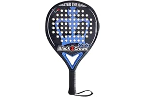 ‎BLACK CROWN Black Crown - Padel-Schläger Shark - Runde Form - Raue Oberfläche - Kontrolle - Gewicht 350 gr - Rahmen 38 mm aus 80% Kohlefaser - Strapazierfähig - Großer Sweetspot.