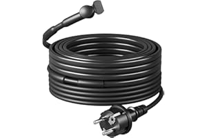 DEWENWILS Cavo riscaldante da 230 V con termostato, 12 m, protezione antigelo, cavo termico da 15 W/M, cavo riscaldante IP67, impermeabile, per il riscaldamento del tubo, a risparmio energetico,