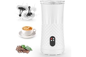 Dreamhigh® Elektryczny spieniacz do mleka 4 w 1, automatyczny spieniacz do mleka, 400 W, szybkie spienianie mleka na gorąco i zimno, antypoślizgowy, z 2 trzepaczkami, 240 ml, powłoka zapobiegająca