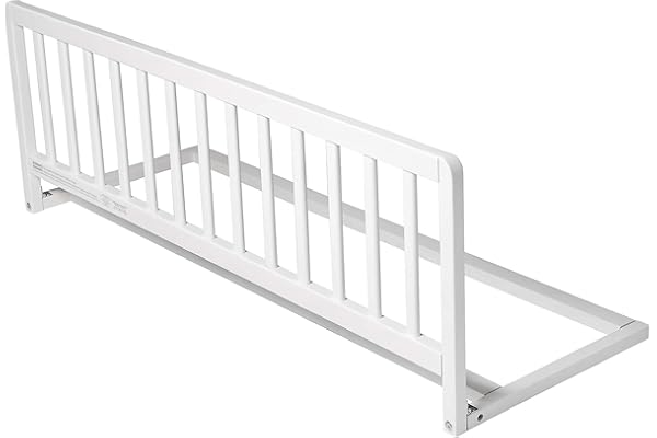 Safetots Barrière de Lit en Bois, Sécurité pour Bébé, Rail de Lit Enfant Pré-Assemblé, 140cm de Largeur x 38cm de Hauteur, Couleur Blanc