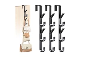 XYUAYAMZ Colgador de Bolsos, Colgador de Almacenamiento para Bolsas, Organizador de Bolsa de Metal Colgante, Cuelga Bolso de la Puerta para Colgar Bolsos Corbatas Bufandas Chales, 3 Piezas, Negro