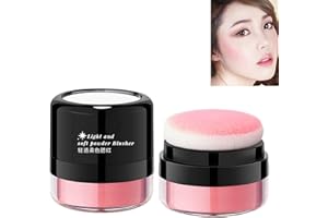 INSKIN Blushers for Cheeks Make up, Powder Blush, Lightweight, Long-Lasting, Mushroom Head Sponge Puff Loose Powder, Build in Mirror Blush Powder for Cheeks & Eyes (02# Orange Pink)