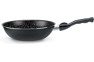 Pensofal, Serie Biostone, Wok Saltapasta con Manico Amovibile in bakelite, Diametro 28 cm, Alluminio con rivestimento antiaderente, Effetto Pietra, Nero