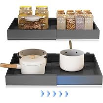 Cassetto Estraibile Per Cucina – 2 Pezzi, Sistema Telescopico Senza Foratura, Carico Fino A 25 Kg, Organizer Per Armadi Profondi (grigio)