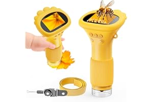 Prabensei Mobilny mikroskop dla dzieci, 2-calowy ekran, 1000-krotne powiększenie, mikroskop USB z 8 regulowanymi światłami LED, cyfrowy, zabawka dla chłopców i dziewcząt - łączy się z komputerem