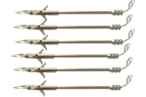 JIEXI HWYP 6.2" Stainless Steel Crossbow Slingshot Fishing Arrow Spiral Tip 2 Blades Pack of 6