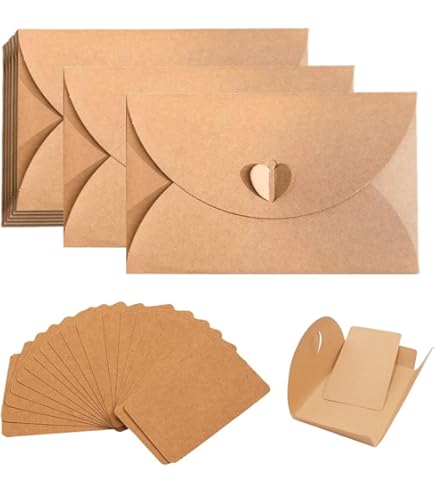 30 Buste Kraft Riciclata 17,2x12,5cm - Con Nastro, Stile Vintage Per Matrimoni E Compleanni - Foto 13
