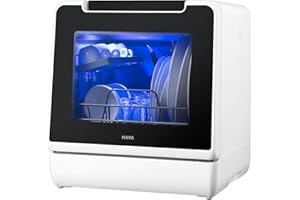 HAVA Tischgeschirrspüler, 2024 NEUES Modell, 8 Programme, mini Spülmaschine mit Kindersicherung & Startverzögerung, 5L Wasser