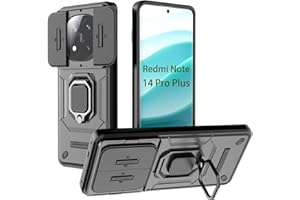 DERHAN Hülle für Xiaomi Redmi Note 14 Pro+ (Plus), Panzerhülle mit Kameraabdeckung [Kameraschutz], Robuste Schutzhülle Stoßfest Handyhülle mit Ring Ständer - Schwarz