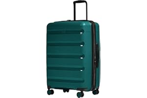 ANTLER - Logo Stripe Hard Shell Medium Suitcase - Durable, Lightweight & Expandable Luggage, 4 Spinner Wheels - Adjustable Handle, TSA Lock, 66 cm - Deep Teal