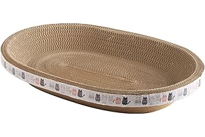 FUKAMOU Tiragraffi per gatti, Letto tiragraffi per gatti, Ciotola tiragraffi per gatti, Cartone ondulato tiragraffi per gatti ovale, Cartone per Tiragraffi per Gatti Resistente,Lettino per Gatti In Cartone