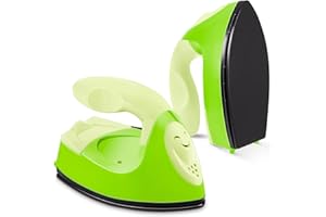 Honoson Mini Craft Iron Mini Heat Press Small Iron Portable Handy Tiny Flatiron with Charging Base Accessories for Fuse Beads Patch DIY Shoes T-Shirts Heat Transfer Vinyl Projects (Green Series)