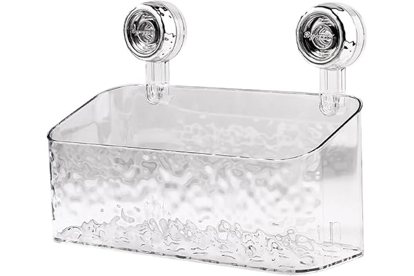 Baketron Salle De Bains Etagere Ventouse,Étagère Avec Motif Glacier,Boîte De Rangement Mural Pour Toilettes,Peut être Renforcé Par Rotation,Rangement Des Serviettes Et Autres Articles Divers(L-blanc)