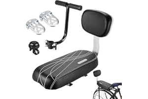auvstar Siege Velo Enfant,PU Cuirs Siège Arrière de Vélo,Siege Enfant Velo,Selle Velo Enfant,Porte Bebe Velo,avec Jeu de Coussins de Siège Arrière, d'accoudoirs et de Repose-Pieds