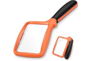 Tobegiga Faltbare Handlupe mit Licht, 3X Große Rechteck Leselupe mit dimmbarer LED für Senioren mit Makuladegeneration, Zeitung Bücher, Kleingedrucktes, Geschenk für Senioren mit Schwache Sehkraft