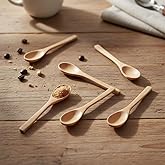 Deconox 6'lı Doğal Ahşap Mini Servis Kaşığı Seti &ndash; 16cm K&uuml;&ccedil;&uuml;k Baharat, Kahve, &Ccedil;ay, Tatlı ve Bal Kaşığı | &Ccedil;izmez Dekoratif Ahş