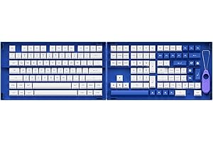 Akko Touches de Clavier PBT Double-Shot Full Keycap Set, ASA Profile, Layout US pour Mécaniques Gaming Keyboards/DIY Kit avec Boîte de Collecte, ISO Entrer (Bleu et Blanc, 197 Keys)