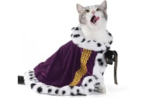 Lovelyshop pet serial Lux Fur Purple Cat Dog Cloak for Halloween costumes, King Queen prince and princess cosplay- S