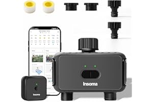 INSOMA WiFi Sprinkler Timer, Digital Water Timer for Garden Hose Faucet, Programmable Automatic Watering Irrigation Timer with 2 Outlet, Smart Watering System for Lawns and Yard Compatible with Alexa