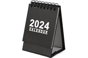 COLOFALLA Mini Desk Calendar 2024 for Office Table Small Desktop Calendar from Jan 2024 to December 2024 Month to View Tiny Calendar for Office School Black