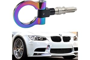 DEWHEL Track Racing Front Rear Bumper Car Accessories Auto Trailer Ring Hook Eye Towing Tow Hook Kits Neo Chrome Screw On for 1 3 5 Series X5 X6 E36 E39 E46 E82 E90 E91 E92 E93 E70 E71 Mini Cooper