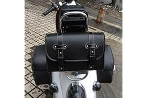 Baceyong Motorcycle Tool PU Leather Saddle Bag, Luggage Storage Bag, Black, Weatherproof, with 2 Sangles de Fixation, 27,5 x 10,5 x 19 cm