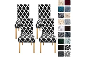 AngLink Stuhlhussen Stretch 4er Set Hussen für Stuhl Drucken Stuhlbezug Elastisch Abnehmbarer Waschbarer Universal Chair Cover für Büro Esszimmer Küche Hotel Bankett Hochzeit Party Deko