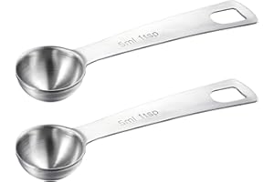 Lusofie 2 cucchiai dosatori da 5 ml, in acciaio inox, per cucina, cucina, caffè, argento