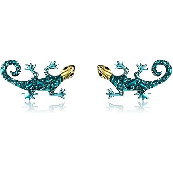 Damen-Brosche Vintage Stil – Gothic Gecko/Eidechse Design, Blau, Aus Kunststoff