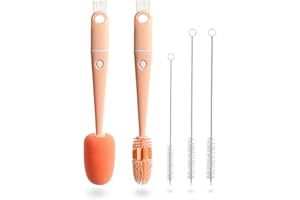 TAIZER Scovolino Biberon,4 in 1 Scovolino per Borraccia,Pulisci Borraccia,Detergente Biberon Neonati,Spazzole per Coppe in Silicone e Spugna per tutte le Dimensioni Delle Coppe