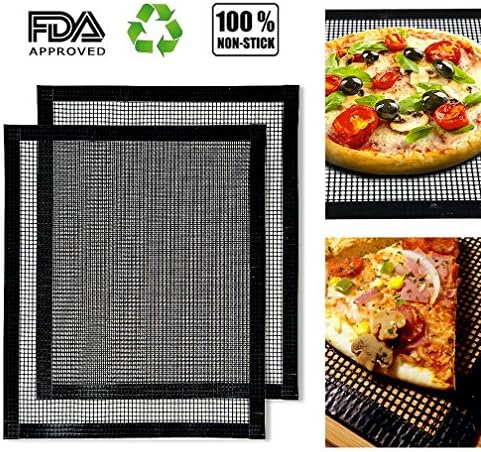 Saienfeng BBQ Grill Mat Mesh Set of 2 Non Stick Oven Liner Teflon Cooking Mats Reusable Durable Heat Resistantand (15.75 x 13 Inch)