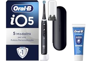 Oral-B Spazzolino Elettrico Ricaricabile iO 5N Nero, 1 Spazzolino Elettrico, 1 Testina, Custodia Da Viaggio + 1 Dentifricio Oral-B Pro Expert Protezione Professionale, Pulizia Denti Efficace