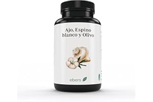 Ebers Ajo, Espino Blanco y Olivo - 60 perlas - 2 Meses de Suministro, Extracto de Aceite de Ajo, Fuente de Alicina, Suplemento Alimenticio Sin Gluten y Sin Lactosa