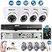 Produktbild KKmoon 4CH Kanal Full AHD 1080N 1200TVL CCTV Überwachungs-DVR Sicherheitssystem Digital Video Recorder + 1TB Seagate Festplatte + 4 * Indoor Infrarot Dome Kamera + 4 * 65ft Kabel