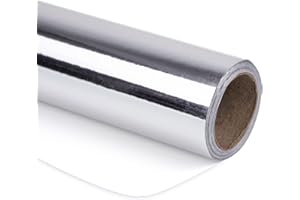 RUSPEPA Papel de Regalo Metálico Plateado - Mini Rollo - Papel de Color Sólido Perfecto para Bodas, Cumpleaños, Navidad, Fiesta para Dar La Bienvenida a Los Bebés - 44 cm X 10 m