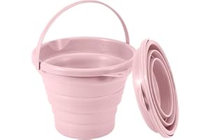 YZPKLHW 3L Faltbarer Eimer, 3L Falteimer Putzeimer Faltbar, Sandburg Strandeimer, Platzsparend Zusammenklappbar Wassereimer für Draußen Angeln Sandkasten Camping Eimer - Blau (Rosa)