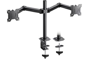 HUANUO Soporte de Monitor Dual para Pantallas de 13 a 30 Pulgadas, Brazo de Monitor Doble Ajustable con rotación giratoria de inclinación, 10 kg por Brazo, Soporte de Pantalla Doble para Montaje VESA