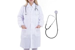 mifengdaer Halloween Scientist Doctor Costume Women Men Halloween White Long Sleeve Lab Coats with Stethoscope for Science Doctor Nurse