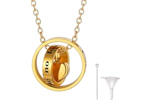 Richsteel Porta Cenizas Colgantes Arbol de Vida/Corazones/Crucifijos de Acero Inoxidable, Grabados Personalizables, con Collar Fino y Accesorios para Meter Cenizas