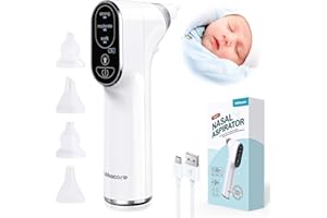 Bubbacare Baby Nasensauger, Elektrischer Nasenreiniger Ohrenschmalz Entferner mit 4Größen Wiederverwendbarem Rotzsauger für geborene Kleinkinder Säuglinge Elektrisch