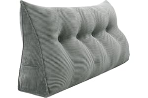 ‎RUCENER Rucener Bettkeilkissen, Kopfteil, dreieckige Lesekissen, große Nackenrolle, Rückenlehne, abnehmbare Stütze zum Waschen, geeignet für Sofa und Bett Grau 140 cm