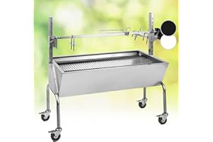 OneConcept 2-in-1 BBQ Rotisserie Kit & Barbecue Grill, Electric Rotisserie & BBQ Grill, Extra Large Pig Barbeque Grill with Wheels, Outdoor Spit Roast with Stainless Steel Grate and Ash Tray